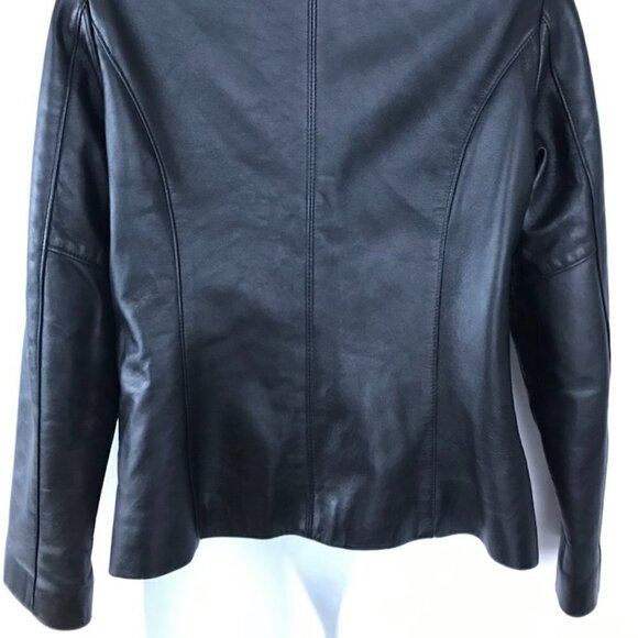 BOGATO, women's black leather jacket, fitted moto jacket, all-season small/med - Picture 8 of 13
